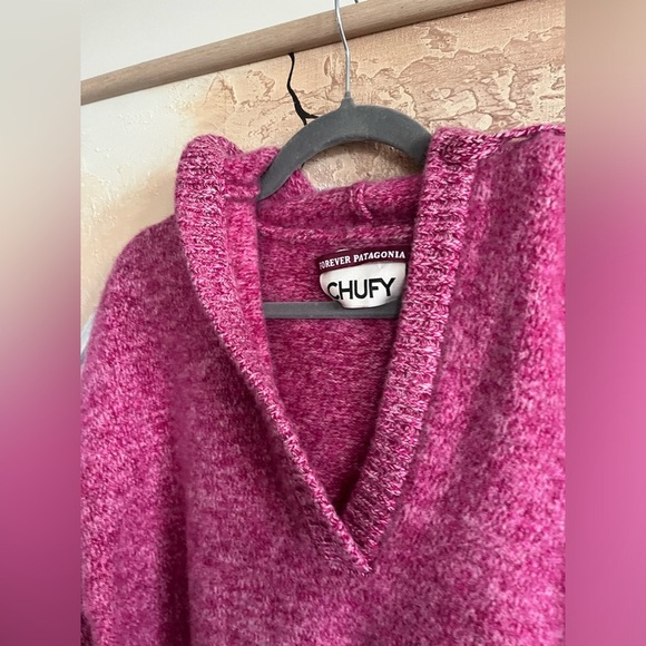 CHUFY Forever Patagonia Merino Wool Pullover Purple Thick Hooded Sweater - Picture 9 of 14